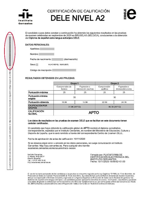 Resultados de los exámenes DELE .